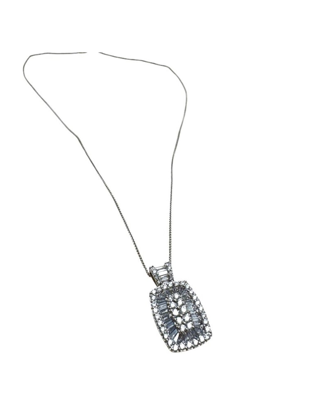 Diamond 2.0 Carat 14K White Gold 5.9g Pendant Necklace 17" Chain Midas Jewelry